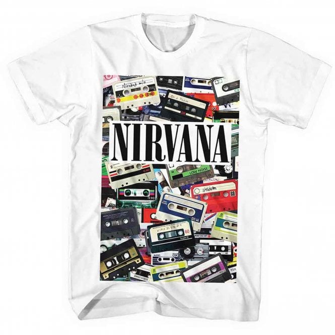 Rock Off Nirvana Cassettes T Shirt in White