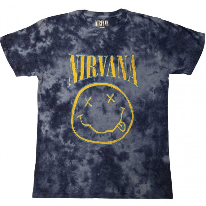 Rock Off Nirvana Happy Face Blue Stroke Blue Dip Dye