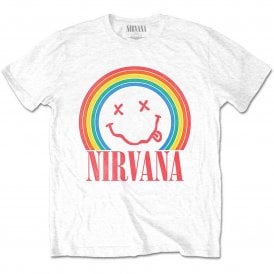 Rock Off Nirvana happy face Rainbow White