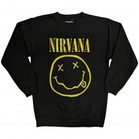 Rock Off Nirvana Yellow Smiley Sweatshirt in Black