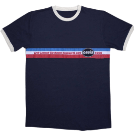 Rock Off Oasis 1996 Stripes Ringer T Shirt Navy