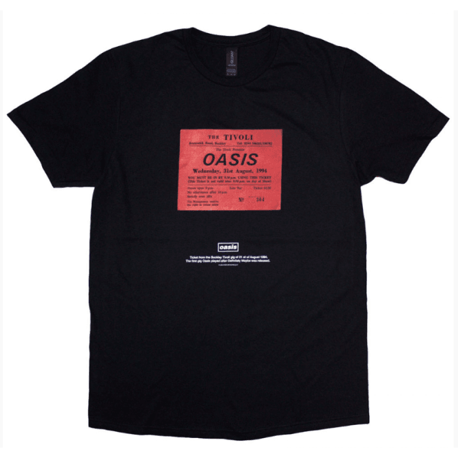 Rock Off Oasis Definitely Maybe Ticket Stub T-Shirt - Black