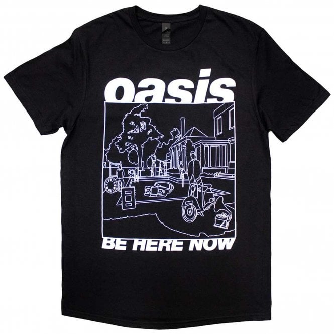 Rock Off Oasis Line Drawing T Shirt in Black
