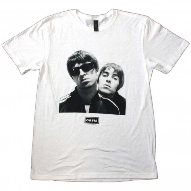Rock Off Oasis Noel & Liam Square Photo T Shirt in White