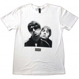 Rock Off Oasis Noel & Liam Square Photo T Shirt in White