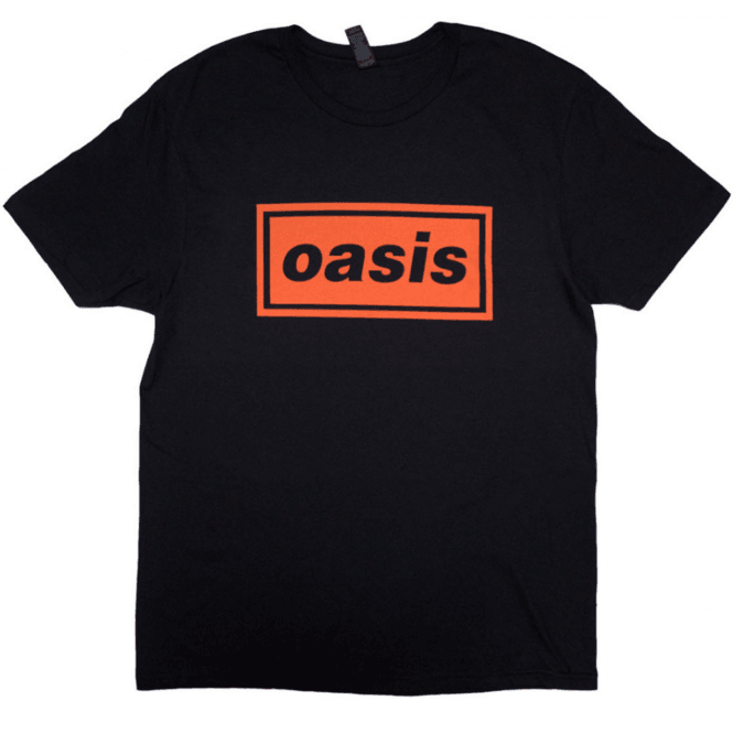 Rock Off Oasis Orange Logo Definitley Maybe AAA T Shirt - Black
