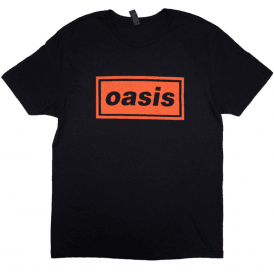 Rock Off Oasis Orange Logo Definitley Maybe AAA T Shirt - Black