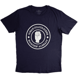 Rock Off Ocean Scene Marchin Fist T-Shirt - Navy