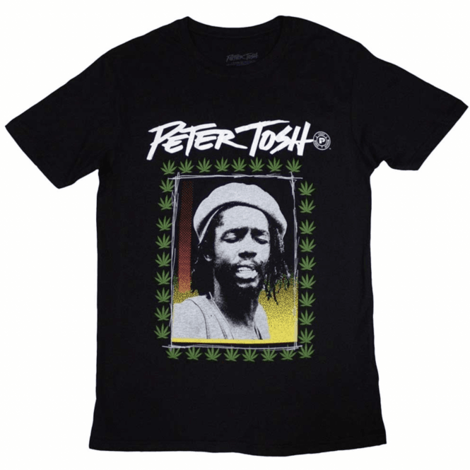 Rock Off Peter Tosh Leaf Frame T Shirt - Black