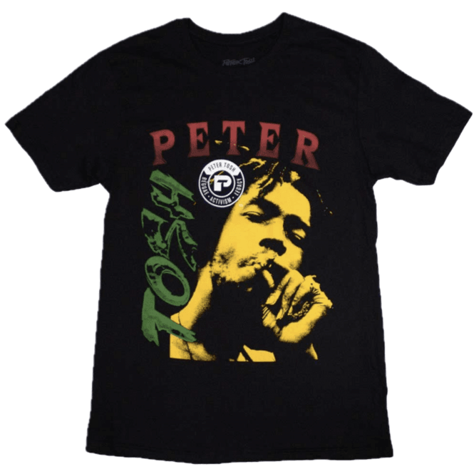 Rock Off Peter Tosh Smokin T Shirt - Black