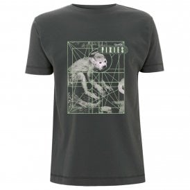 Rock Off Pixies Monkey Grid T Shirt in Charcoal