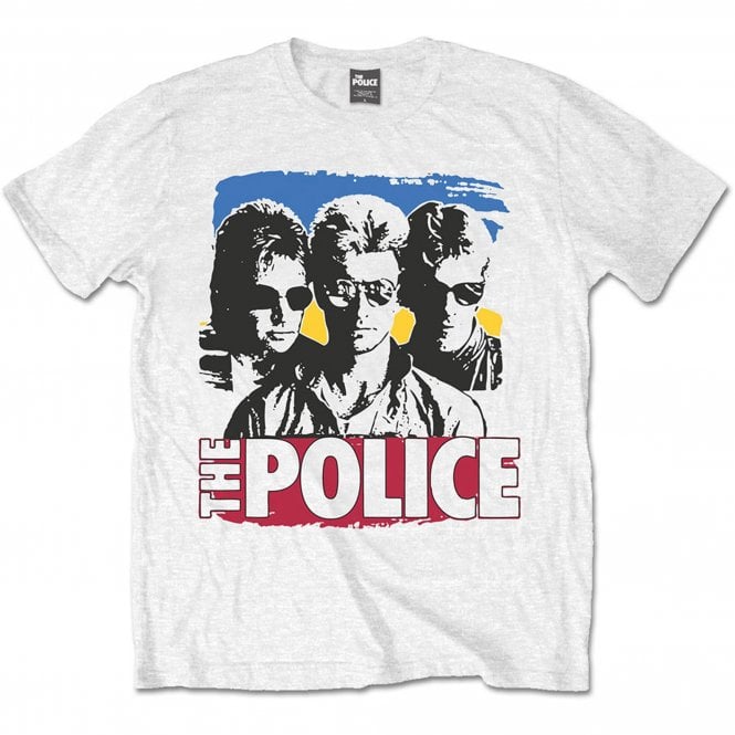 Rock Off Police Band Photo Sunglasses T Shirt in White