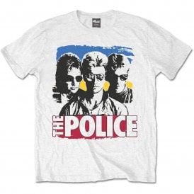 Rock Off Police Band Photo Sunglasses T Shirt in White