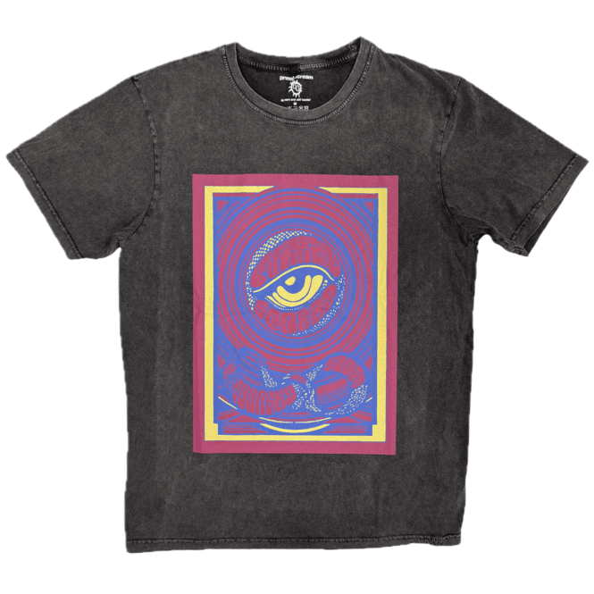 Rock Off Primal Scream Psychedelic Eye T-Shirt - Stone Washed Black