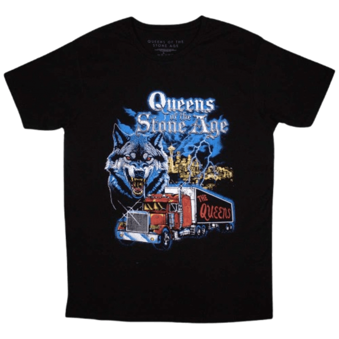 Rock Off Qotsa Wolf Skyline T Shirt Black