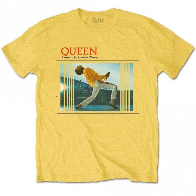Rock Off Queen Break Free T Shirt in Yellow
