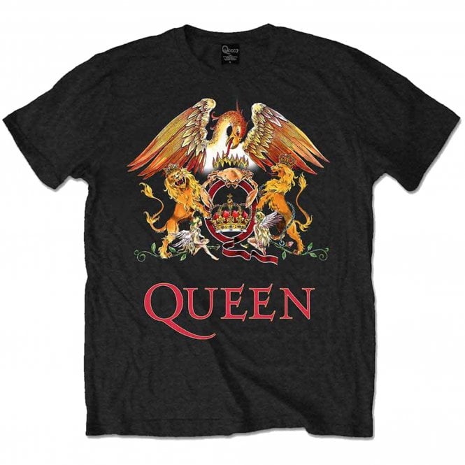 Rock Off Queen Classic Crest T Shirt in Black