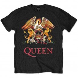 Rock Off Queen Classic Crest T Shirt in Black
