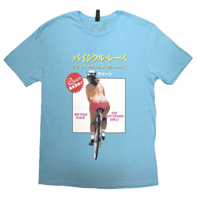 Rock Off Queen Fat Bottom Girls T-Shirt - Blue