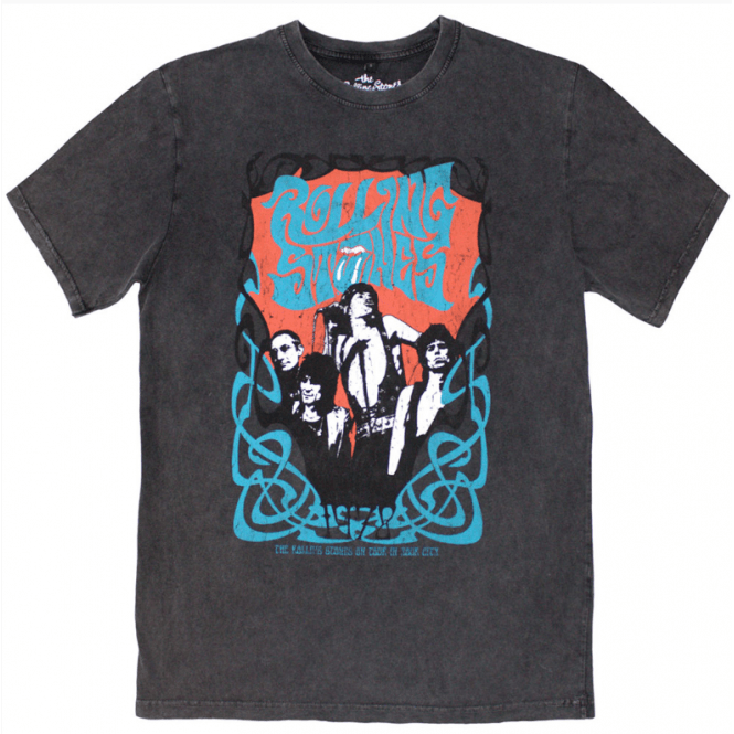 Rock Off Rolling Stones Psych Montage T Shirt Charcoal