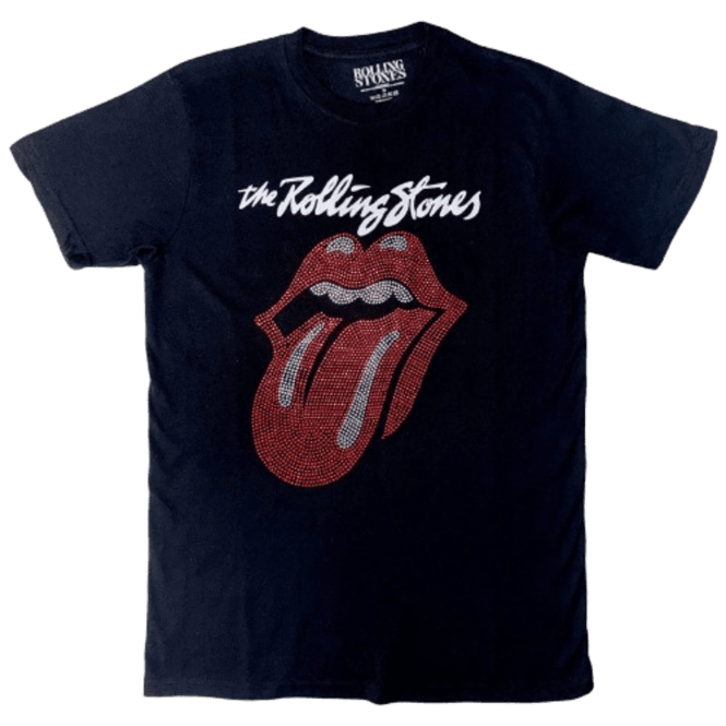 Rock Off Rolling Stones Rhinestone Tongue in Black