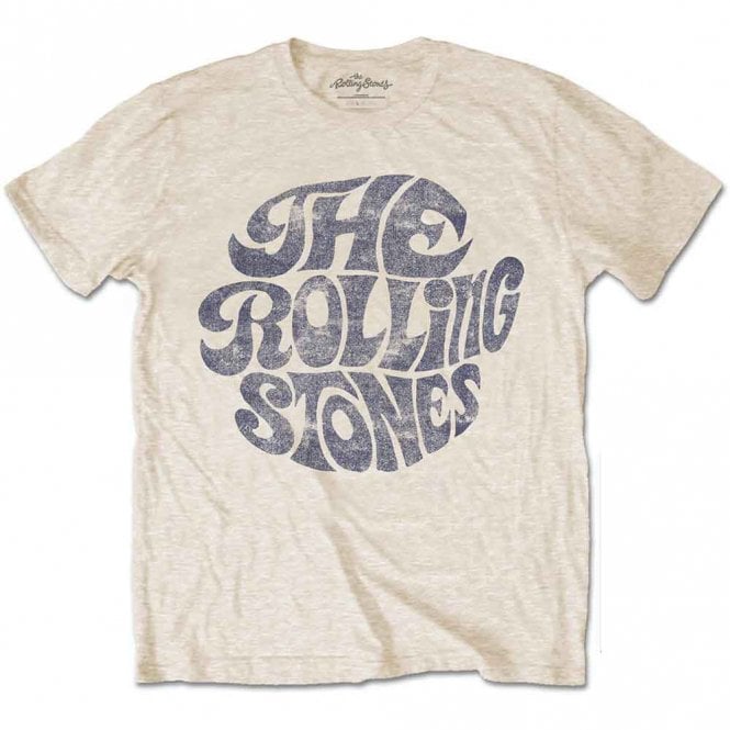 Rock Off Rolling Stones Vintage 70s Logo T Shirt in Sand