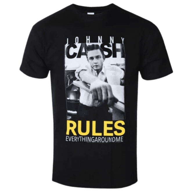 Rock Off Rules Everything Jonny Cash T Shirt in Black