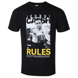 Rock Off Rules Everything Jonny Cash T Shirt in Black