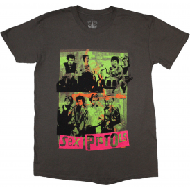 Rock Off Sex Pistols Green Montage T-Shirt - Charcoal