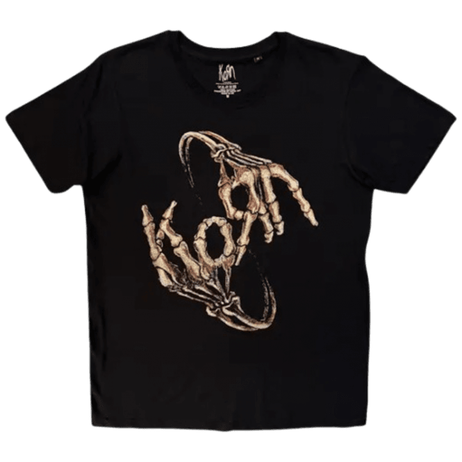 Rock Off Skeleton Hands Korn T Shirt in Black