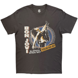Rock Off Slippery When Wet Tour Bon Jovi T Shirt in Charcoal
