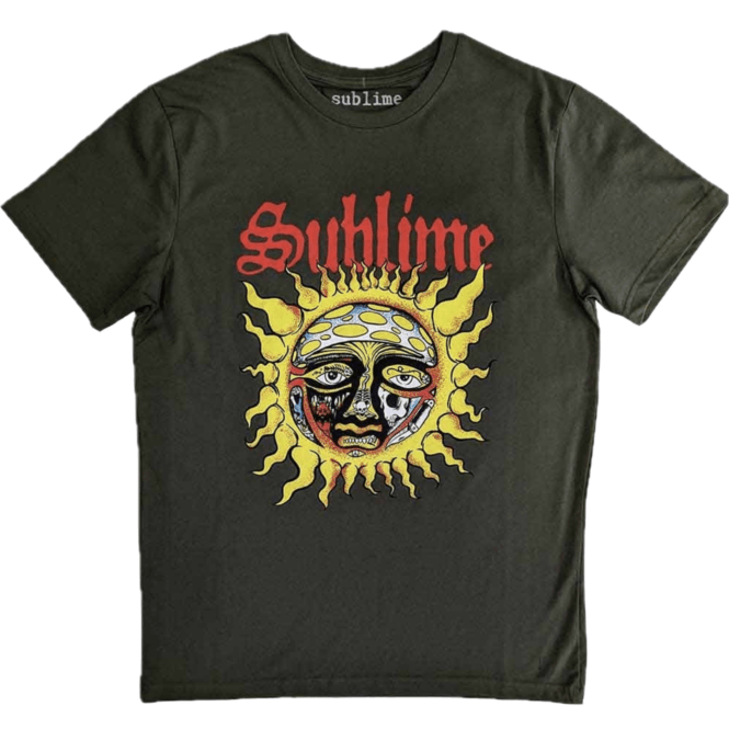 Rock Off Sublime Yellow Sun T-Shirt - Green
