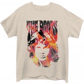 Rock Off The Doors Jim Face Fire T Shirt in Natural
