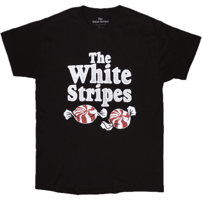 Rock Off The White Stripes Peppermints T-Shirt - Black