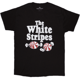 Rock Off The White Stripes Peppermints T-Shirt - Black