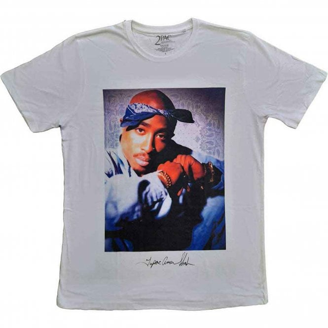 Rock Off Tupac Blue Bandana T Shirt in White