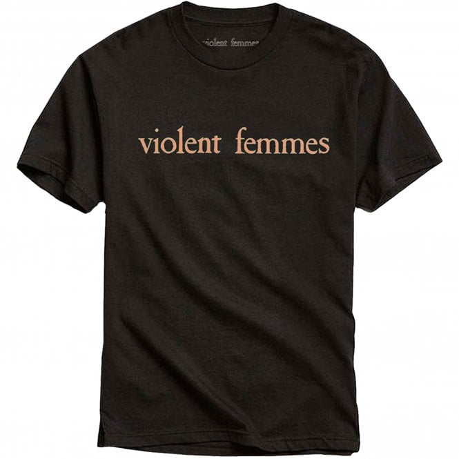 Rock Off Violent Femmes Salmon Pink Vintage Logo T Shirt in Black
