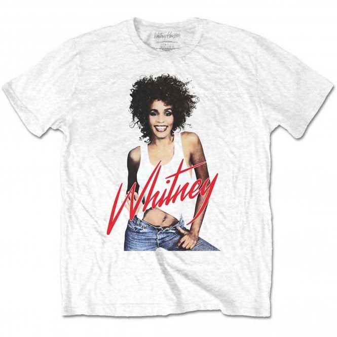 Rock Off Whitney Houston Wanna Dance Photo T Shirt in White