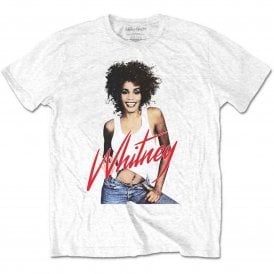 Rock Off Whitney Houston Wanna Dance Photo T Shirt in White