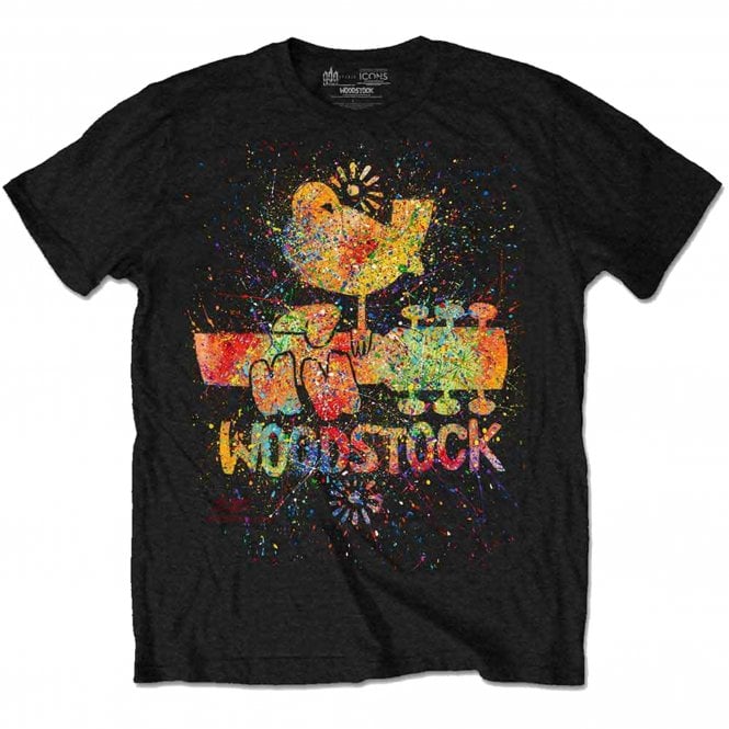 Rock Off Woodstock Splatter T Shirt in Black