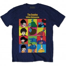 Rock Off Yellow Submarine Characters T Shirt in Navy