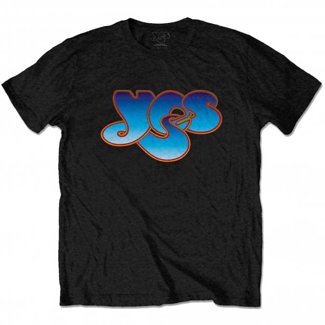 Rock Off Yes Classic Blue Logo T Shirt in Black