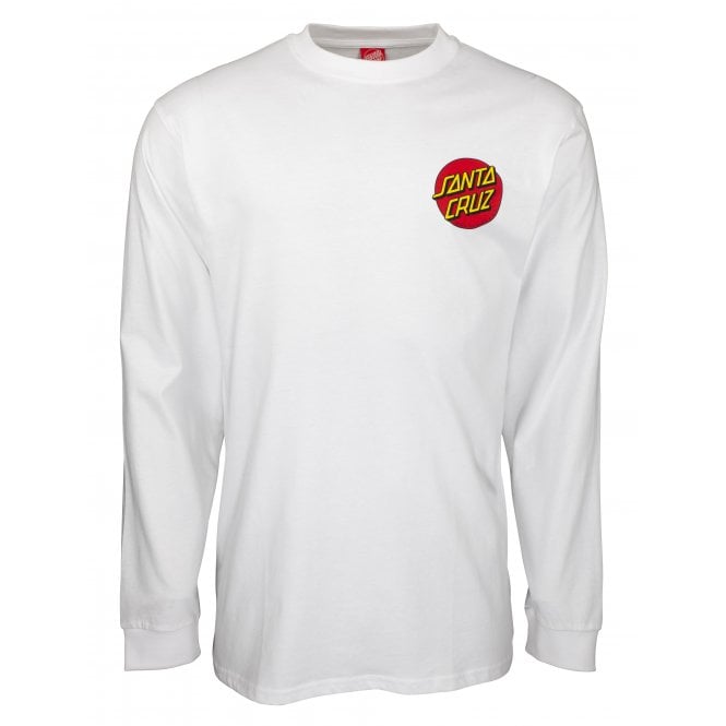 Santa Cruz Long Sleeved Classic Dot T Shirt in White