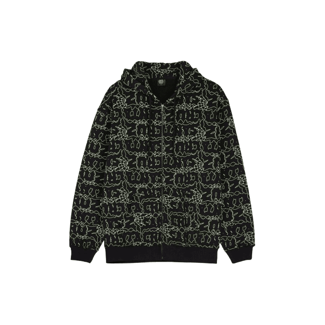 Santa Cruz Punk Web Zip Hood in Black/green