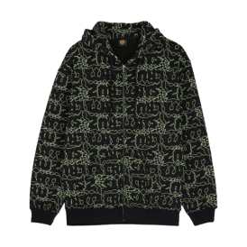 Santa Cruz Punk Web Zip Hood in Black/green