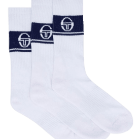 Sergio Tacchini 3 pack Crew Sock in White/maritime Blue