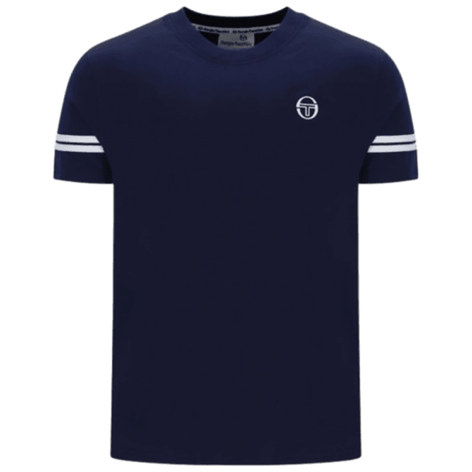 Sergio Tacchini Grello Crew Neck T Shirt in Maritime Blue / White