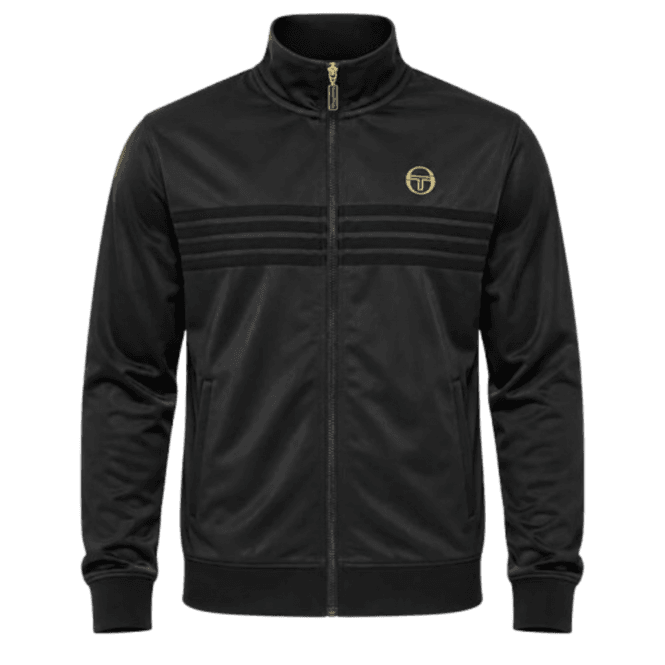 Sergio Tacchini New Varena Tt Track Top in Black/gold Lurex