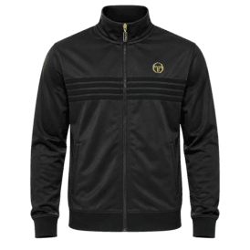 Sergio Tacchini New Varena Tt Track Top in Black/gold Lurex