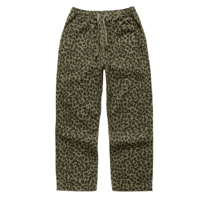Service Works Patterned Easy Chef Pants in Green Leopard
